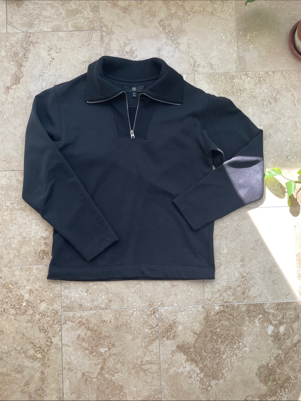 Banana Republic Black Half-Zip Ribbed Collar Pullover
